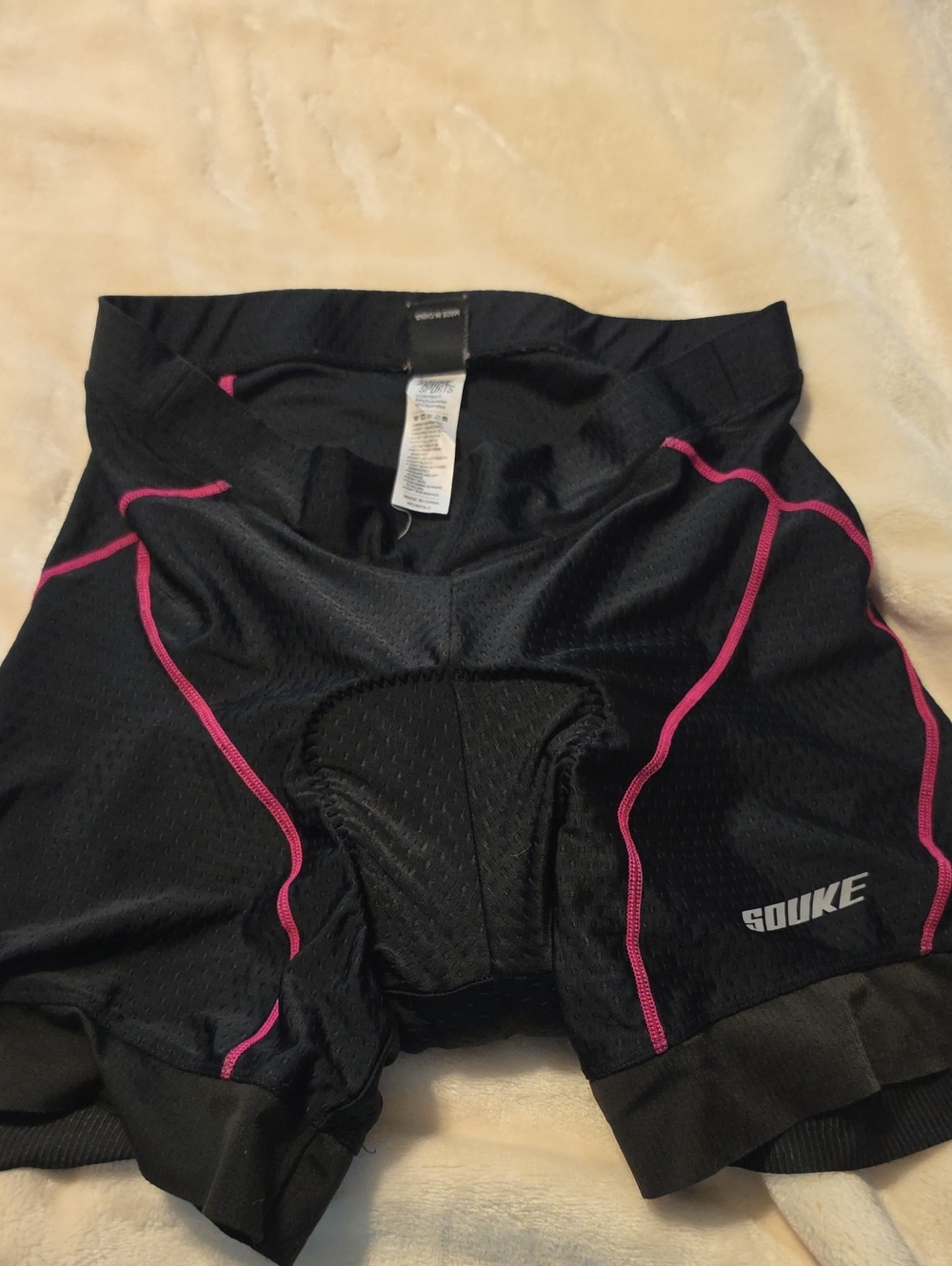 Black Cycling Shorts with Pink Trim